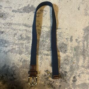 Boys Navy Woven Belt with Brown Accents
